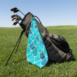 Mermaid scale patroon turquoise green blue golfhanddoek