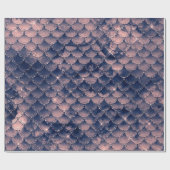 Mermaid Scale roze Rose Glitter Navy Bridal Spark Cadeaupapier (Vlak)