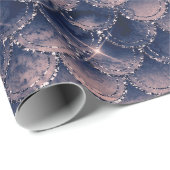 Mermaid Scale roze Rose Glitter Navy Bridal Spark Cadeaupapier (Rol Hoek)