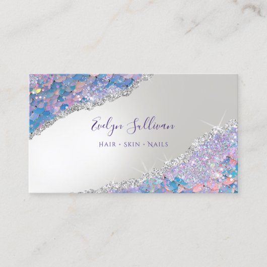 Mermaid Scale Sequin Faux Folie Visitekaartje (Voorkant)