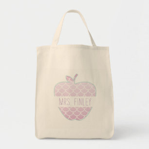 Mermaid Scales Apple Personalized Teacher Tote Bag