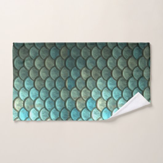 Mermaid Scales Aqua Blauwgroen Bath Towel Set Bad Handdoek (Handdoek)