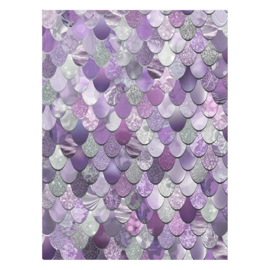 Mermaid Scales Birthday Party Tablecloth Paars Tafelkleed (Voorkant)