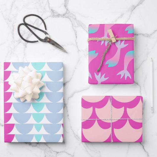 Mermaid Scales Colorful Rainbow Pink Inpakpapier Vel (Voorkant)