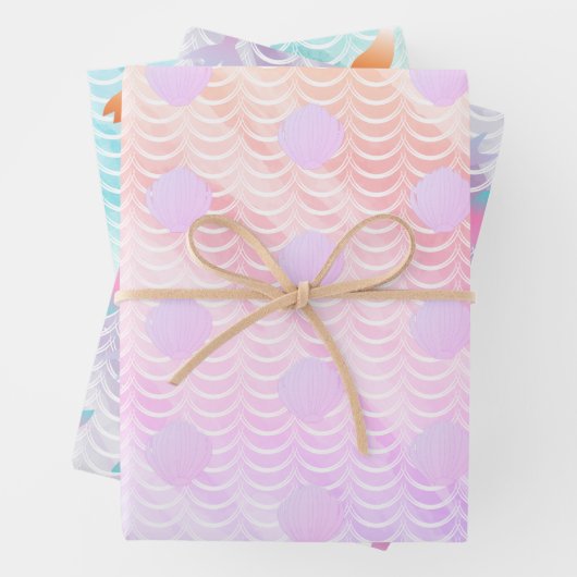 Mermaid Scales Colorful Waterverf Achtergronden Inpakpapier Vel (In situ)