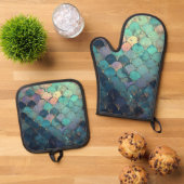 Mermaid Scales Design Ovenwant & Pannenlap Set (Top down)
