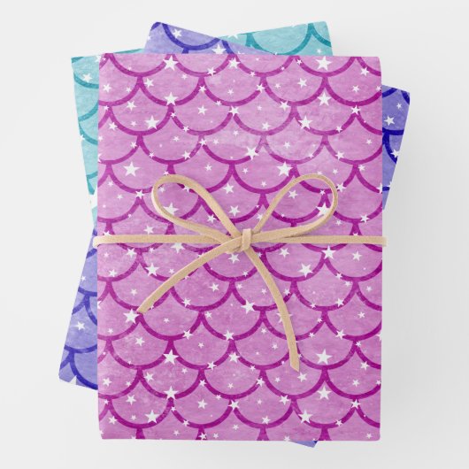 Mermaid Scales Design Wrapping Paper Set (In situ)