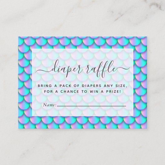 Mermaid Scales Diaper Raffle Informatiekaartje (Voorkant)