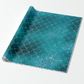 Mermaid Scales Glitter Blauwgroen Aqua Tropical Cadeaupapier (Uitgerold)