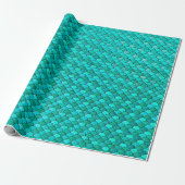 Mermaid Scales Glitter Blue Ocean Aqua Cadeaupapier (Uitgerold)