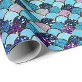 Mermaid Scales Glitter Blue Viola Paars Cadeaupapier (Rol Hoek)