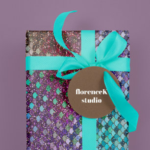 Mermaid Scales Glitter Blue Viola Paars Cadeaupapier