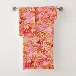 Mermaid Scales Glitter Multi-Roze Koraal Bad Handdoek