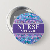 Mermaid Scales Glitter Nurse Name Button Badge (Voorkant /achterkant)