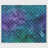 Mermaid Scales Glitter Oerwoud Spark Navy Paars Cadeaupapier (Vlak)
