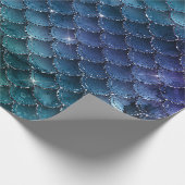 Mermaid Scales Glitter Oerwoud Spark Navy Paars Cadeaupapier (Hoek)