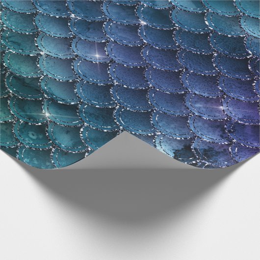 Mermaid Scales Glitter Oerwoud Spark Navy Paars Cadeaupapier (Hoek)