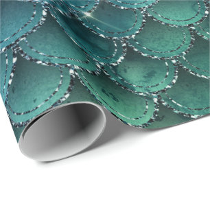 Mermaid Scales Glitter Oerwoud Spark Navy Paars Cadeaupapier