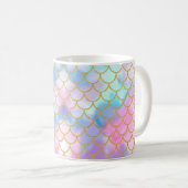 Mermaid Scales Gold Glitter Pattern Pink Monogram Koffiemok (Voorkant rechts)