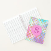 Mermaid Scales Gold Glitter Pattern Pink Monogram Notitieboek (Binnen)