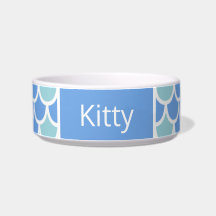 Mermaid Scales Kitty Cat Name Bowl