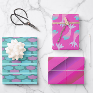 Mermaid Scales kleurrijk, helder roze Inpakpapier Vel
