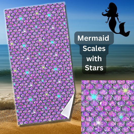 Mermaid Scales Mauve with Stars Strandlaken
