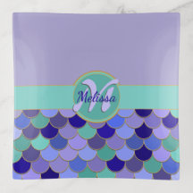 Mermaid Scales Monogram + Naam | Paarse Blauwgroen