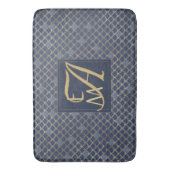Mermaid Scales Monogram Navy Blue Gold Home Decor Badmat (Voorkant Verticaal)