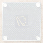 Mermaid Scales Monogram Navy Blue Gold Home Decor Glazen Onderzetter (Achterkant)