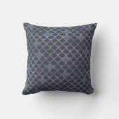 Mermaid Scales Monogram Navy Blue Gold Home Decor Kussen (Achterkant)