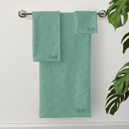Mermaid Scales Monogram Sea Green Bath Towels Bad Handdoek