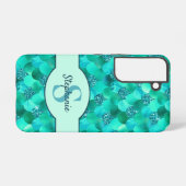 Mermaid Scales Monogram Zee Green Aqua Blue Samsung Galaxy Hoesje (Achterkant horizontaal)