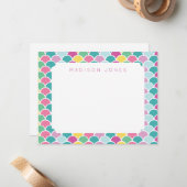 Mermaid Scales Multi-Colored Aangepaste Kinderen Notitiekaartje (Voorkant / Achterkant in situ)