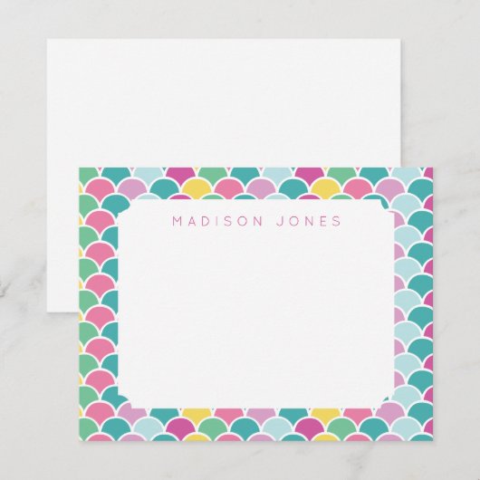 Mermaid Scales Multi-Colored Aangepaste Kinderen Notitiekaartje (Voorkant / Achterkant)