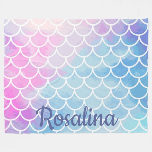 Mermaid Scales Name Girly Fleece Deken (Voorkant (Horizontaal))