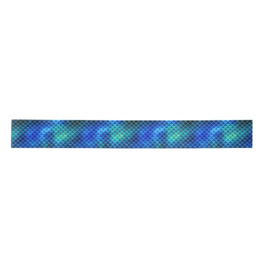 Mermaid Scales Pattern Blue ID600 Satijnen Lint (Voorkant)