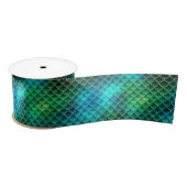 Mermaid Scales Pattern Green ID600 Satijnen Lint (Spoel)