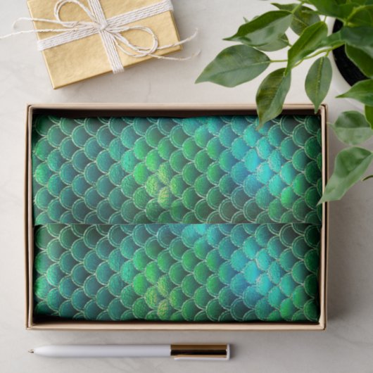 Mermaid Scales Pattern Green ID600 Tissuepapier (Geschenk)