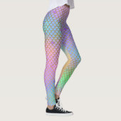 Mermaid Scales Pattern Pastel Rainbow Colors Gold Leggings (Rechts)