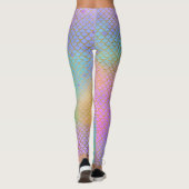 Mermaid Scales Pattern Pastel Rainbow Colors Gold Leggings (Achterkant)