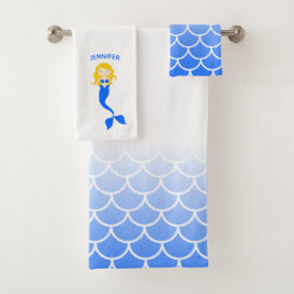 Mermaid Scales Personalized Bath Towel Set Bad Handdoek