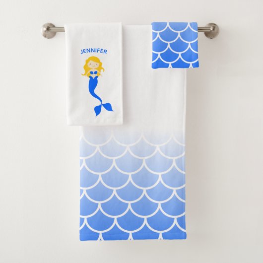 Mermaid Scales Personalized Bath Towel Set Bad Handdoek (Insitu)