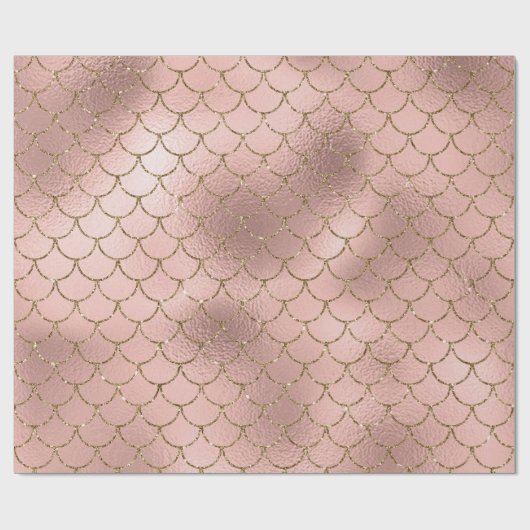 Mermaid Scales Pink Rose Gold Blush Princess Cadeaupapier (Vlak)