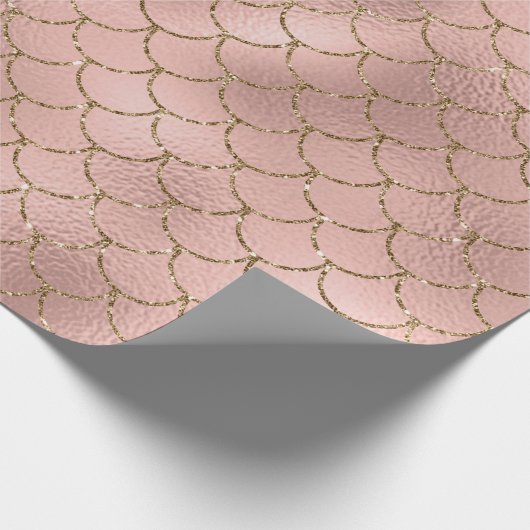 Mermaid Scales Pink Rose Gold Blush Princess Cadeaupapier (Hoek)