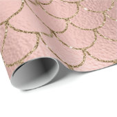 Mermaid Scales Pink Rose Gold Blush Princess Cadeaupapier (Rol Hoek)