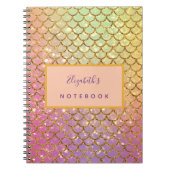 Mermaid scales roze paarse glitter college notitieboek (Voorkant)