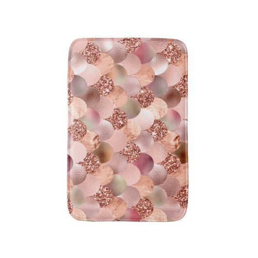 Mermaid Scales Roze Rose Gold Glitter Spark Koper Badmat (Voorkant Verticaal)