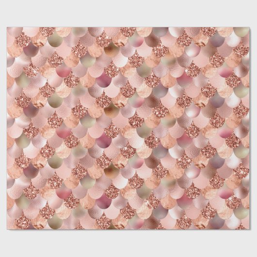 Mermaid Scales Roze Rose Gold Glitter Spark Koper Cadeaupapier (Vlak)