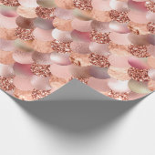 Mermaid Scales Roze Rose Gold Glitter Spark Koper Cadeaupapier (Hoek)